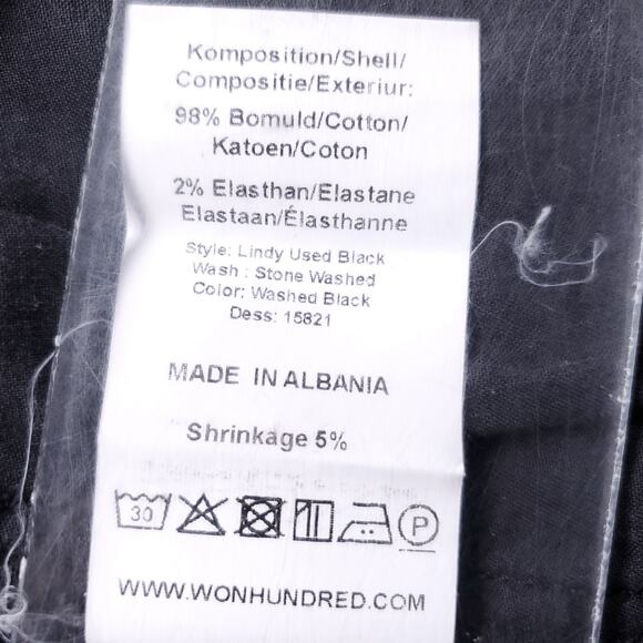 Won Hundred Lindy Jeans Women 28 Black Wrap Front Baggy Cropped Streetwear OOAK - Picture 12 of 13